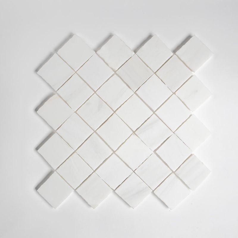 Bianco Dolomiti Honed Artesan Cut Marble Mosaics 12x12 Marble Honed 12x12 Mosaics
