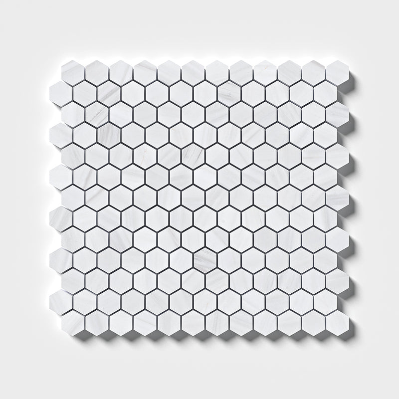 Bianco Dolomiti Honed Hexagon 1x1 Marble Mosaics 11 1/2x12 1/4 Marble Honed 12x12 Mosaics