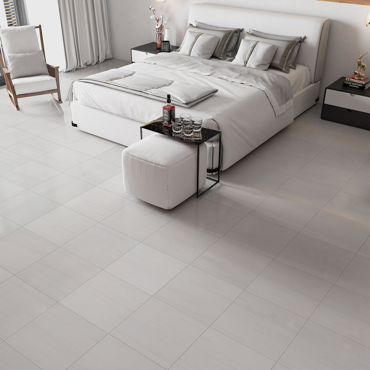 Bianco Dolomiti Honed Marble Tiles 18x18 Marble Honed 18x18 Tiles — 2