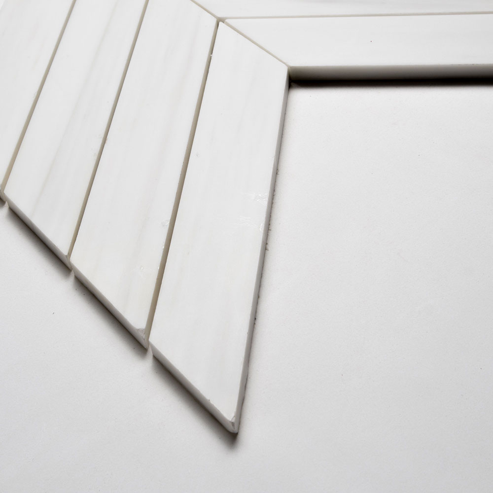 Bianco Dolomiti Honed Trapeze Marble Mosaics 10x13 Marble 14x14 Mosaics — 2