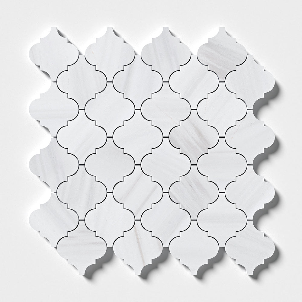 Bianco Dolomiti Polished Arabesque Marble Mosaics 12x12 Marble Polished 12x12 Mosaics