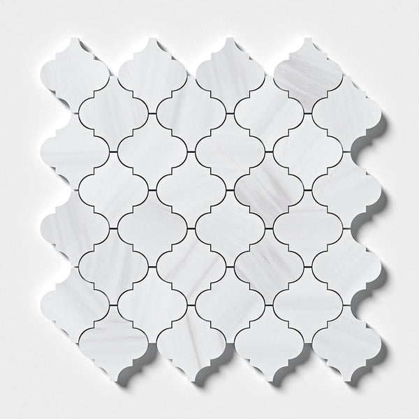 Bianco Dolomiti Polished Arabesque Marble Mosaics 12x12
