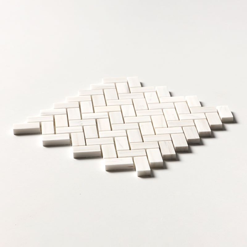 Bianco Dolomiti Polished Herringbone Marble Mosaics 12 1/8x13 3/8 Marble Polished 16x16 Mosaics — 2