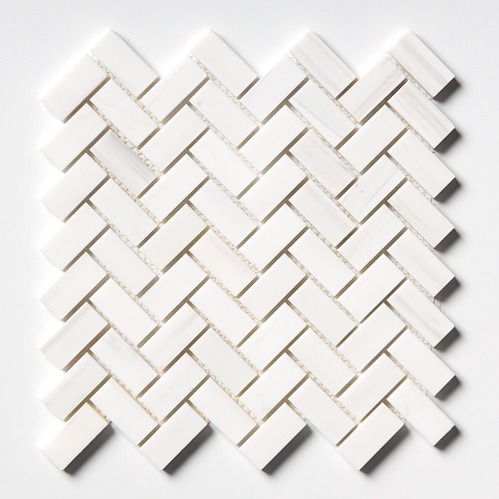 Bianco Dolomiti Polished Herringbone Marble Mosaics 12 1/8x13 3/8 Marble Polished 16x16 Mosaics