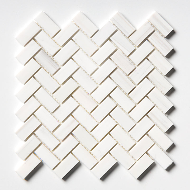 Bianco Dolomiti Polished Herringbone Marble Mosaics 12 1/8x13 3/8 Marble Polished 16x16 Mosaics