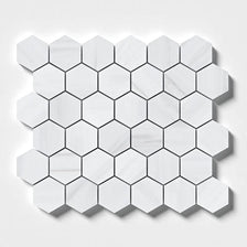 Bianco Dolomiti Polished Hexagon Marble Mosaics 10 3/8x12