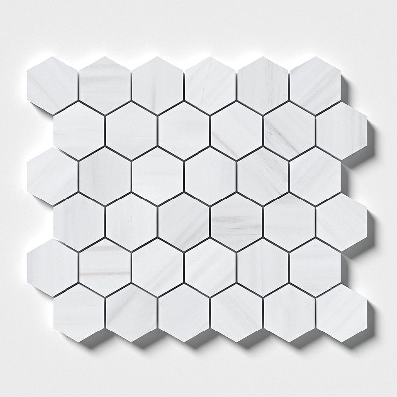 Bianco Dolomiti Polished Hexagon Marble Mosaics 10 3/8x12 Marble Polished 12x12 Mosaics
