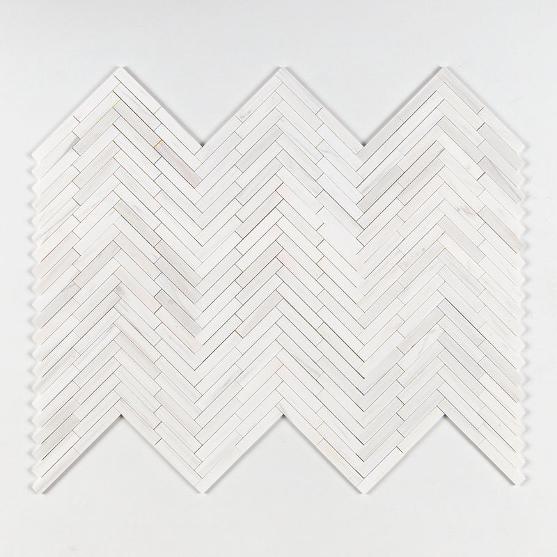 Bianco Dolomiti Polished Large Herringbone Marble Mosaics 12 7/8x8 9/16 Marble Polished 12x12 Mosaics — 1