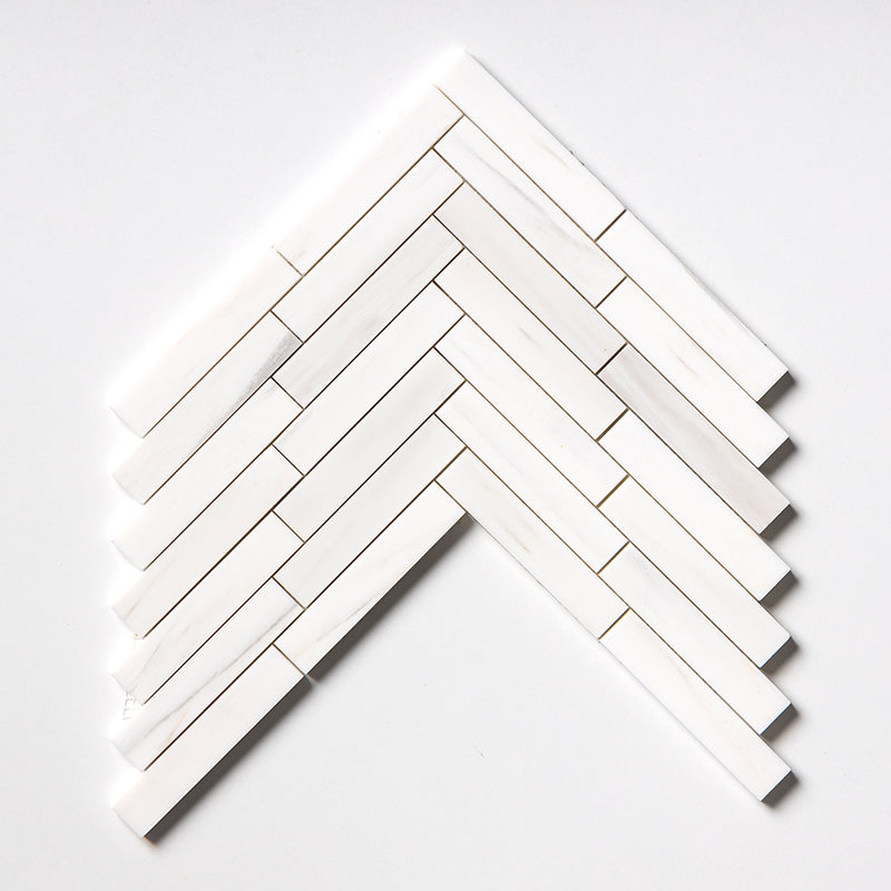 Bianco Dolomiti Polished Large Herringbone Marble Mosaics 12 7/8x8 9/16 Marble Polished 12x12 Mosaics
