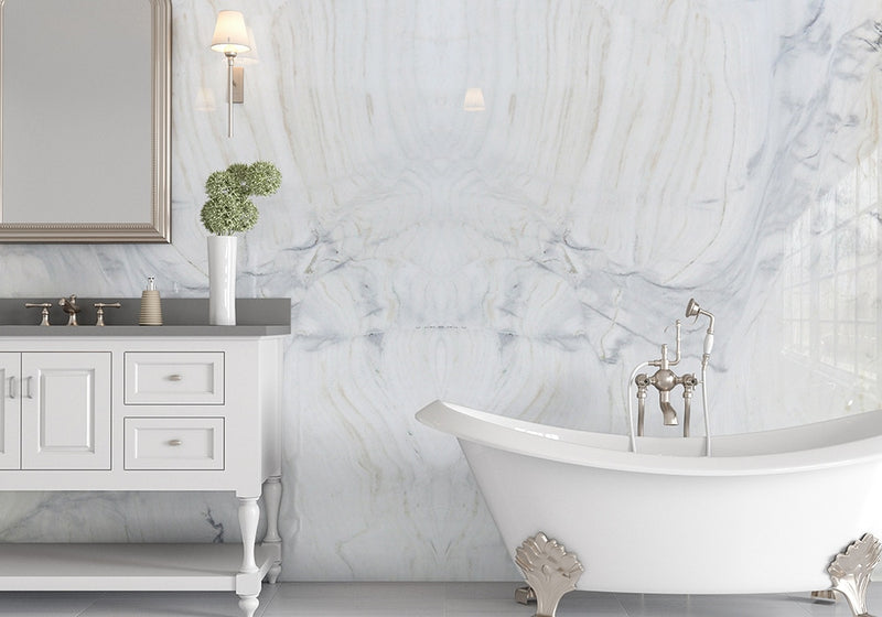 Bianco Lasa Vena Polished Marble Slab Random room scene
