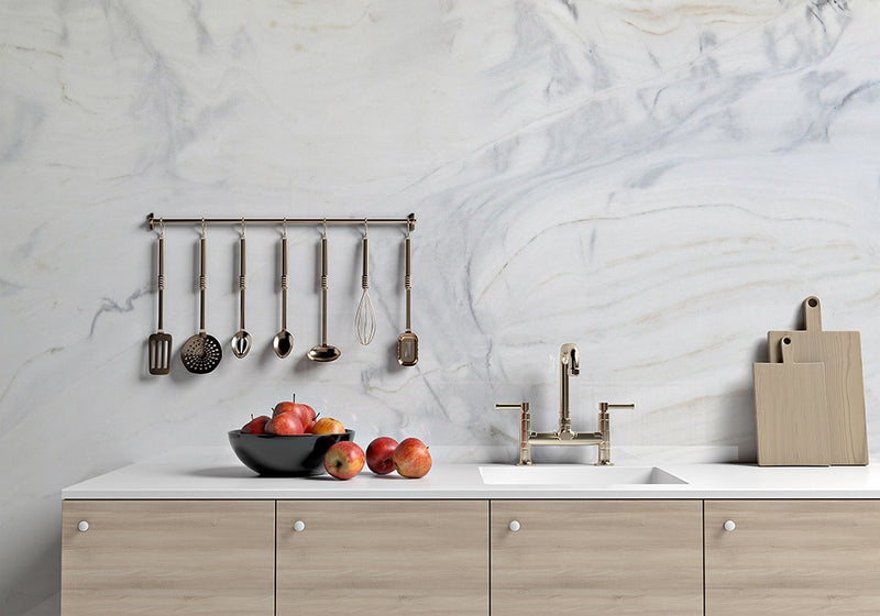 Bianco Lasa Vena Polished Marble Slab Random room scene 2