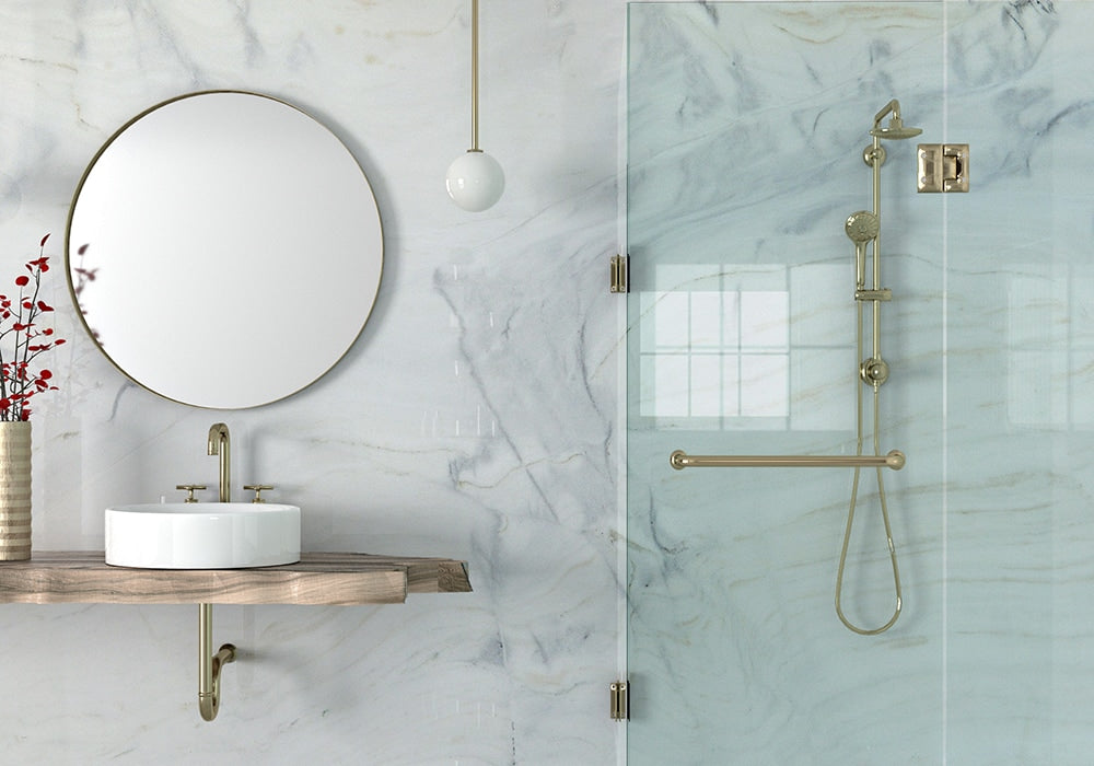 Bianco Lasa Vena Polished Marble Slab Random room scene 3