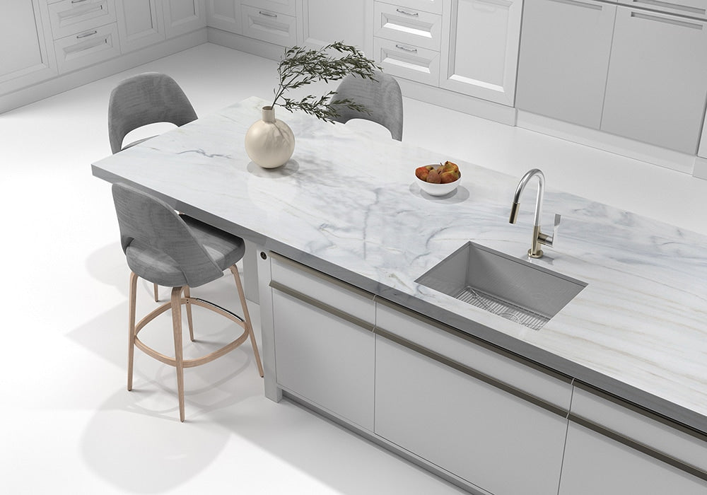 Bianco Lasa Vena Polished Marble Slab Random room scene 4