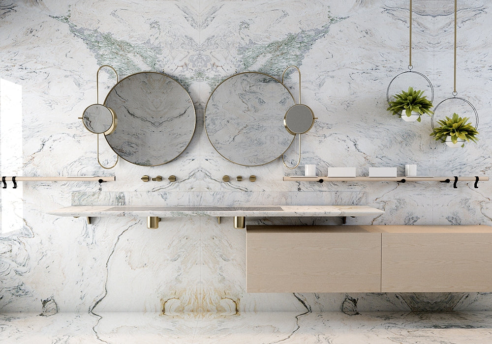 Bianco Raffaello Polished Marble Slab Random room scene