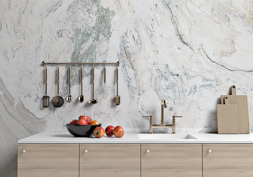 Bianco Raffaello Polished Marble Slab Random room scene 2
