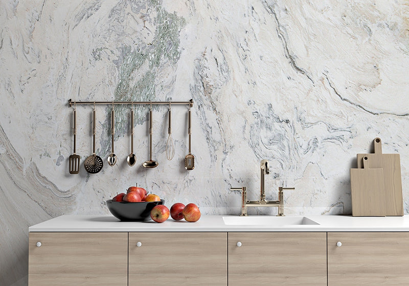 Bianco Raffaello Polished Marble Slab Random room scene 2
