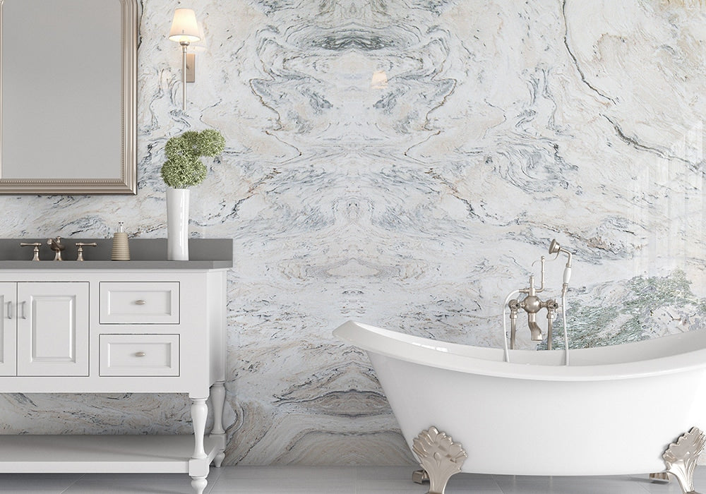 Bianco Raffaello Polished Marble Slab Random room scene 5