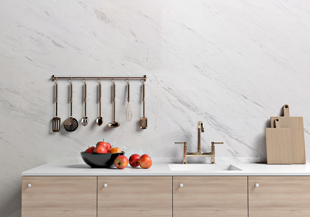 Bianco Sivec Polished Marble Slab Random room scene 2