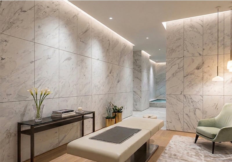 Bianco Venus Honed Marble Slab Random 3/4 room scene 3