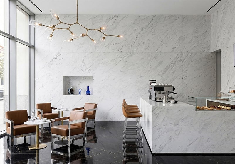 Bianco Venus Honed Marble Slab Random 3/4 room scene 4