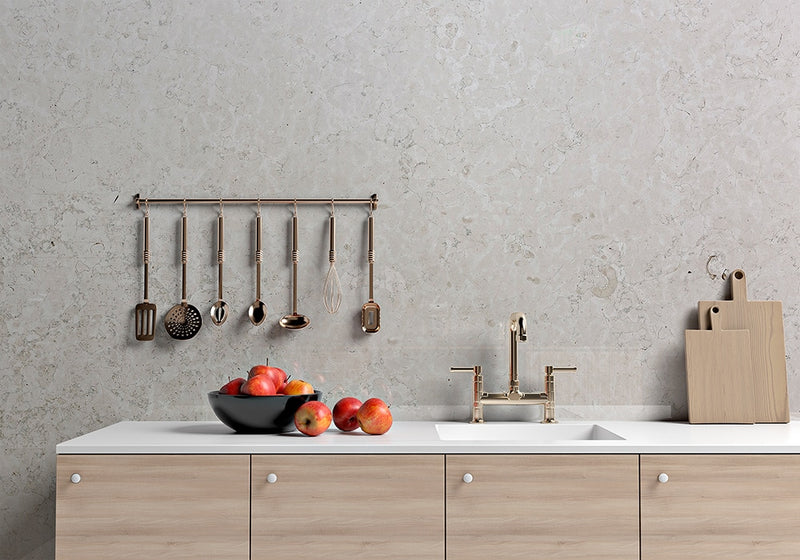 Biancone Polished Marble Slab Random room scene 2