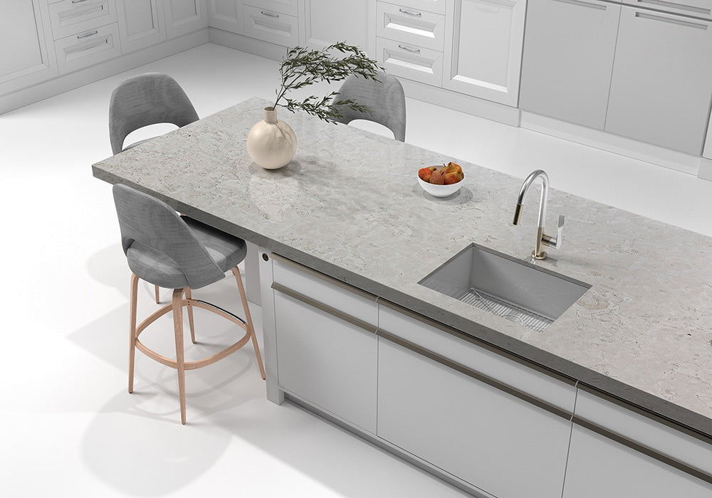 Biancone Polished Marble Slab Random room scene 4