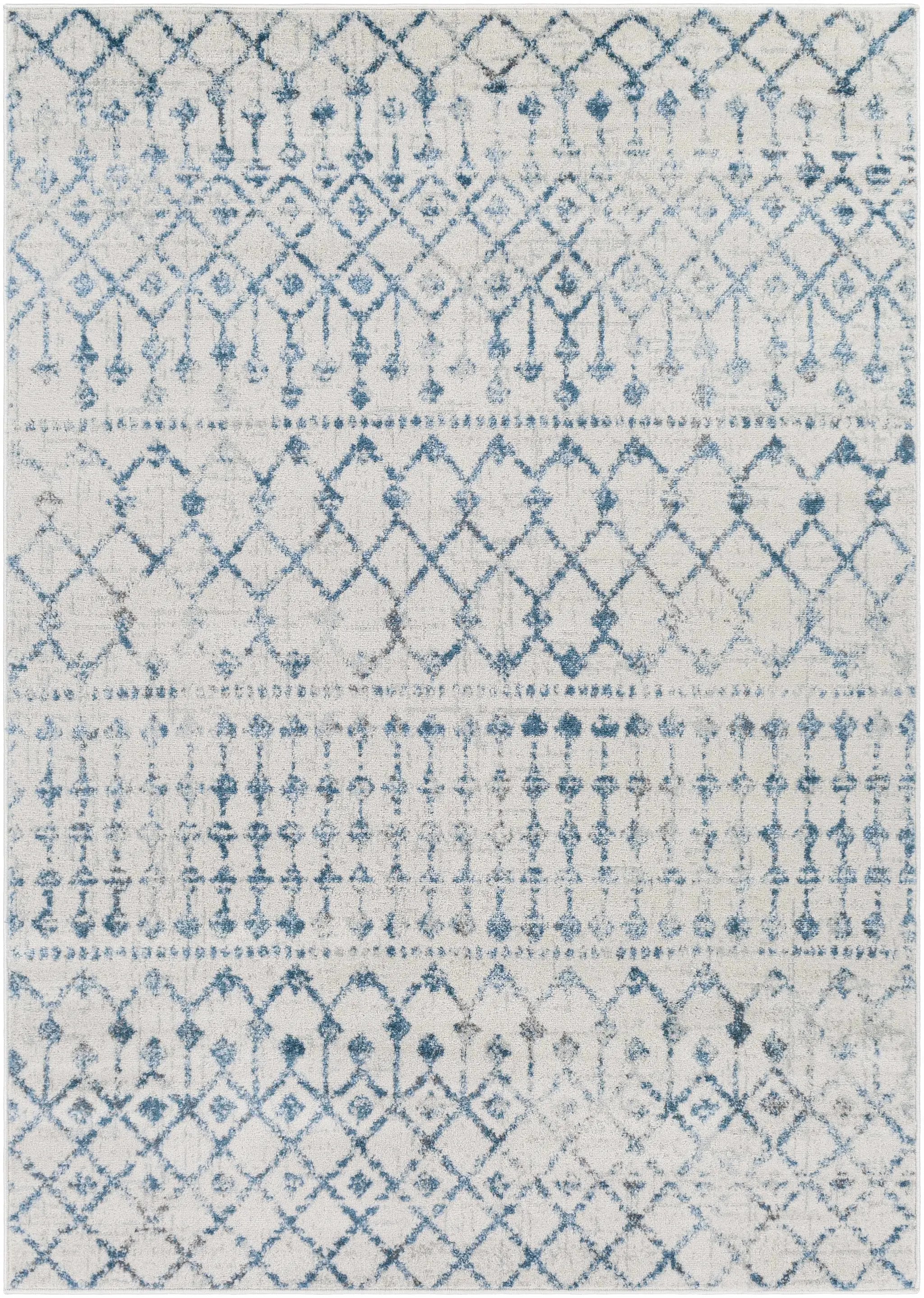 Binabalian Blue&White Tribal Area Carpet - Clearance by Boutique Rugs
