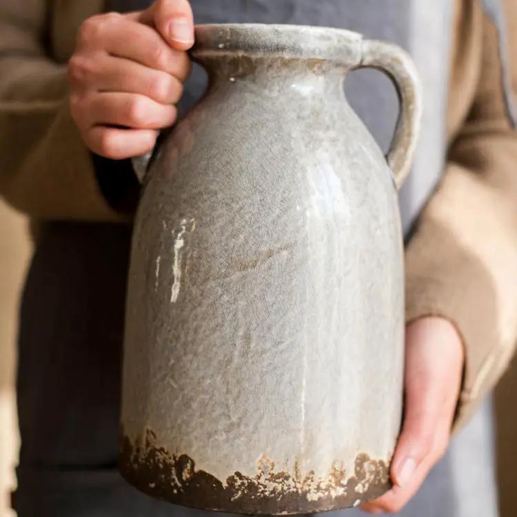 Binglie Glazed Pottery Vase with Handles by RusticReach