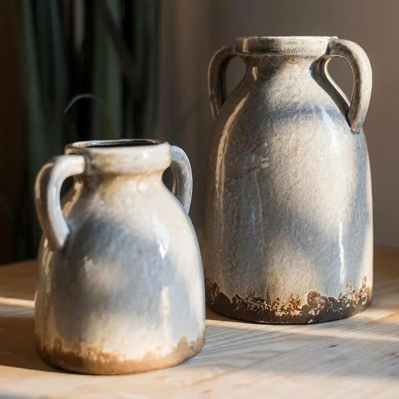 Binglie Glazed Pottery Vase with Handles by RusticReach