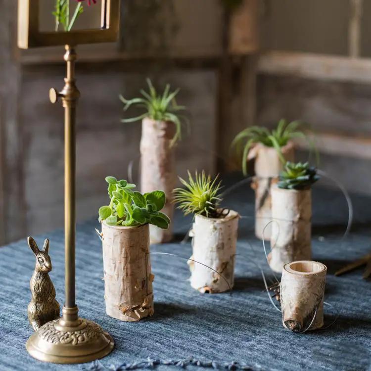 Birch Wood Tiny Planter String Hanging Planter Decoration by RusticReach