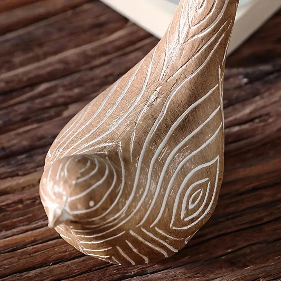 Bird Statues - Decorative Wood Grain Lovebirds by House Of Avana