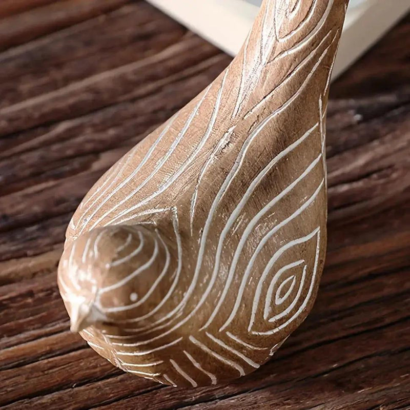 Bird Statues - Decorative Wood Grain Lovebirds by House Of Avana
