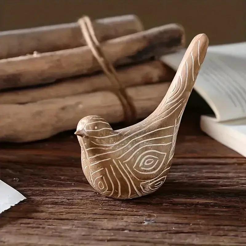 Bird Statues - Decorative Wood Grain Lovebirds by House Of Avana
