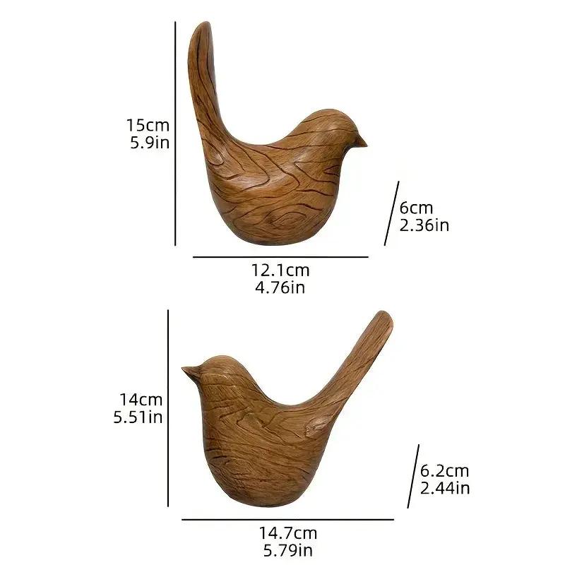 Bird Statues - Wood Grain Desktop Ornaments by House Of Avana