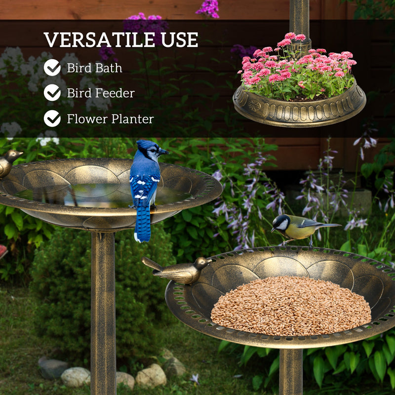 Resin Bird Bath Antique Bronze with Planter 28 Inch, photo 2 of 9