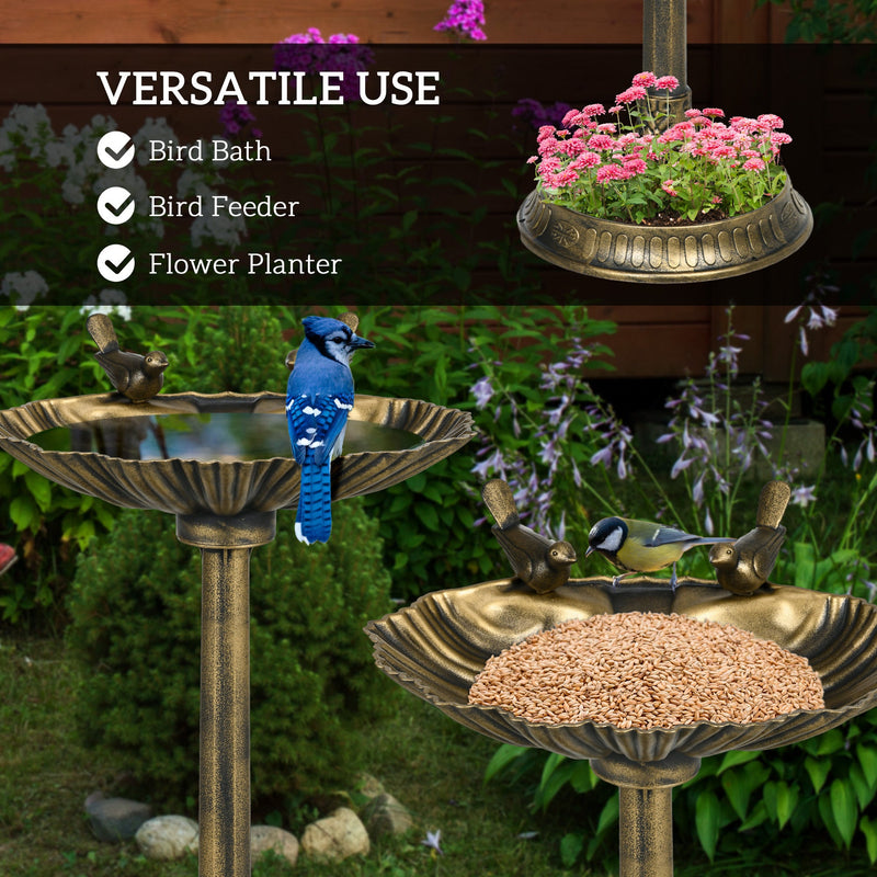 Resin Bird Bath Tall Shell Basin Planter 32 Inch, photo 2 of 9