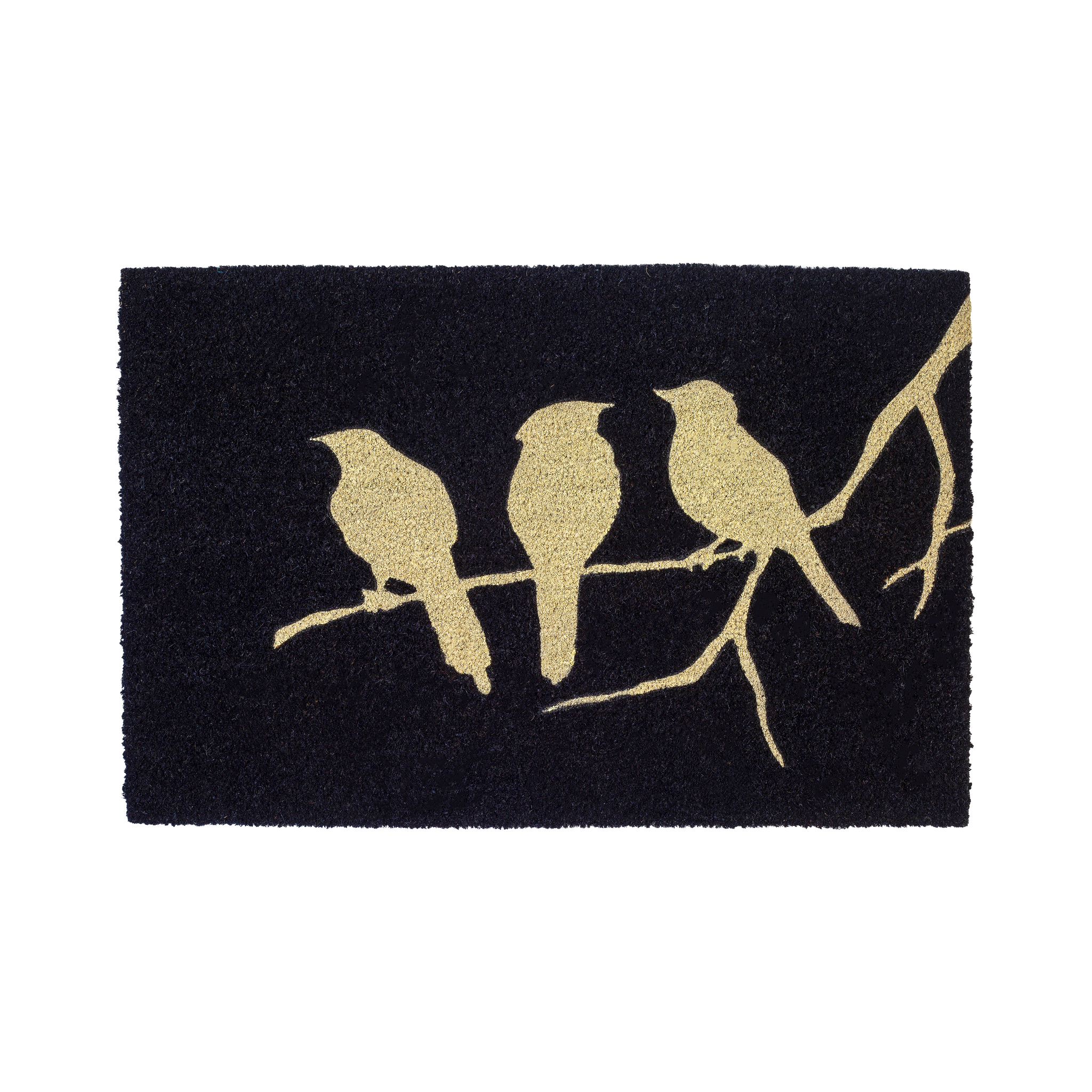 Birds On Branch - Black Coir Doormat by Fab Habitat