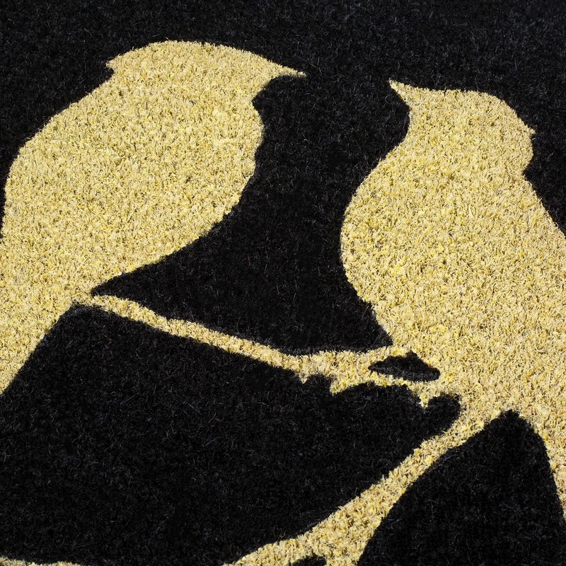 Birds On Branch - Black Coir Doormat by Fab Habitat