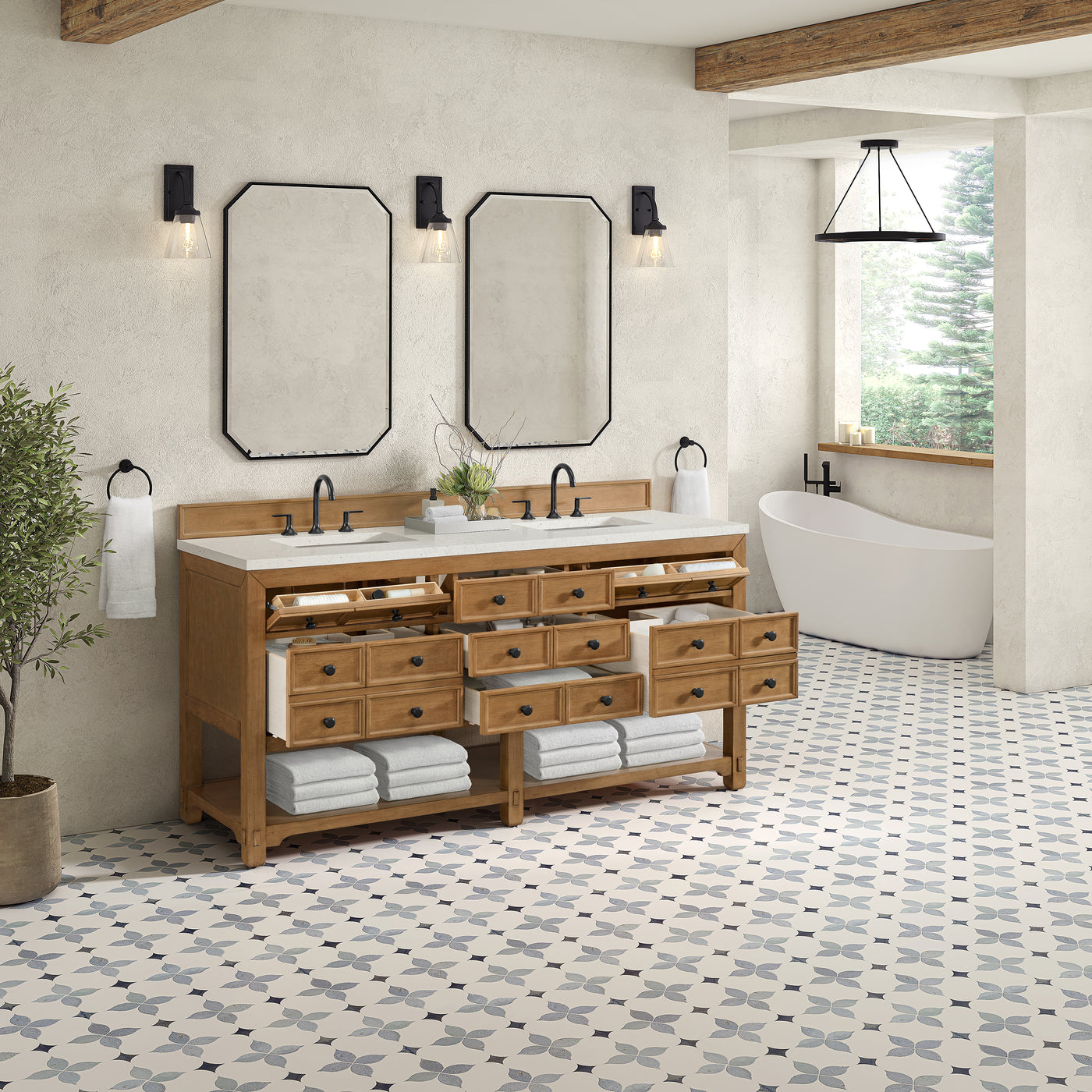 James Martin Malibu 72" Double Bathroom Vanity, Amber Birch, view 35