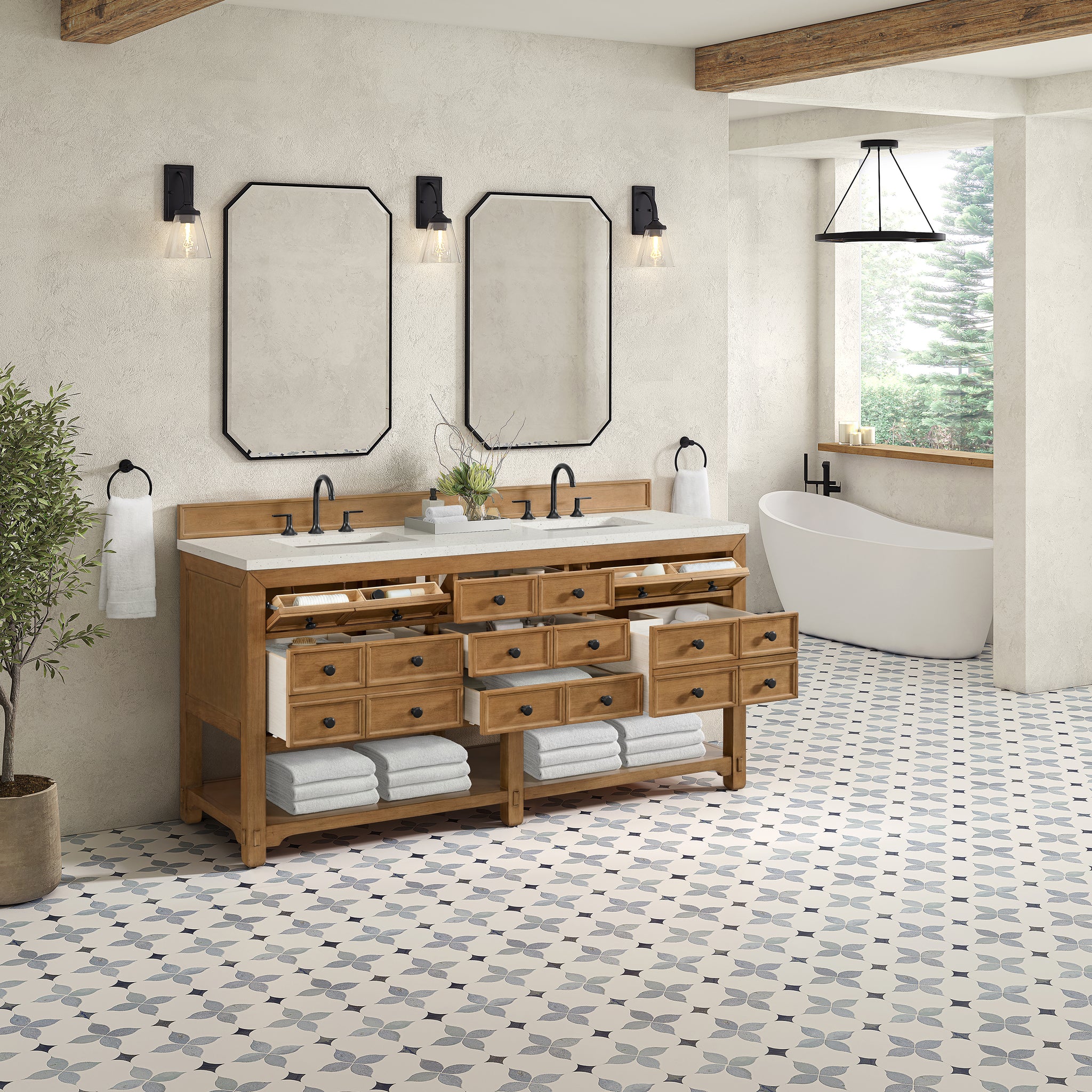 James Martin Malibu 72" Double Bathroom Vanity, Amber Birch, view 35