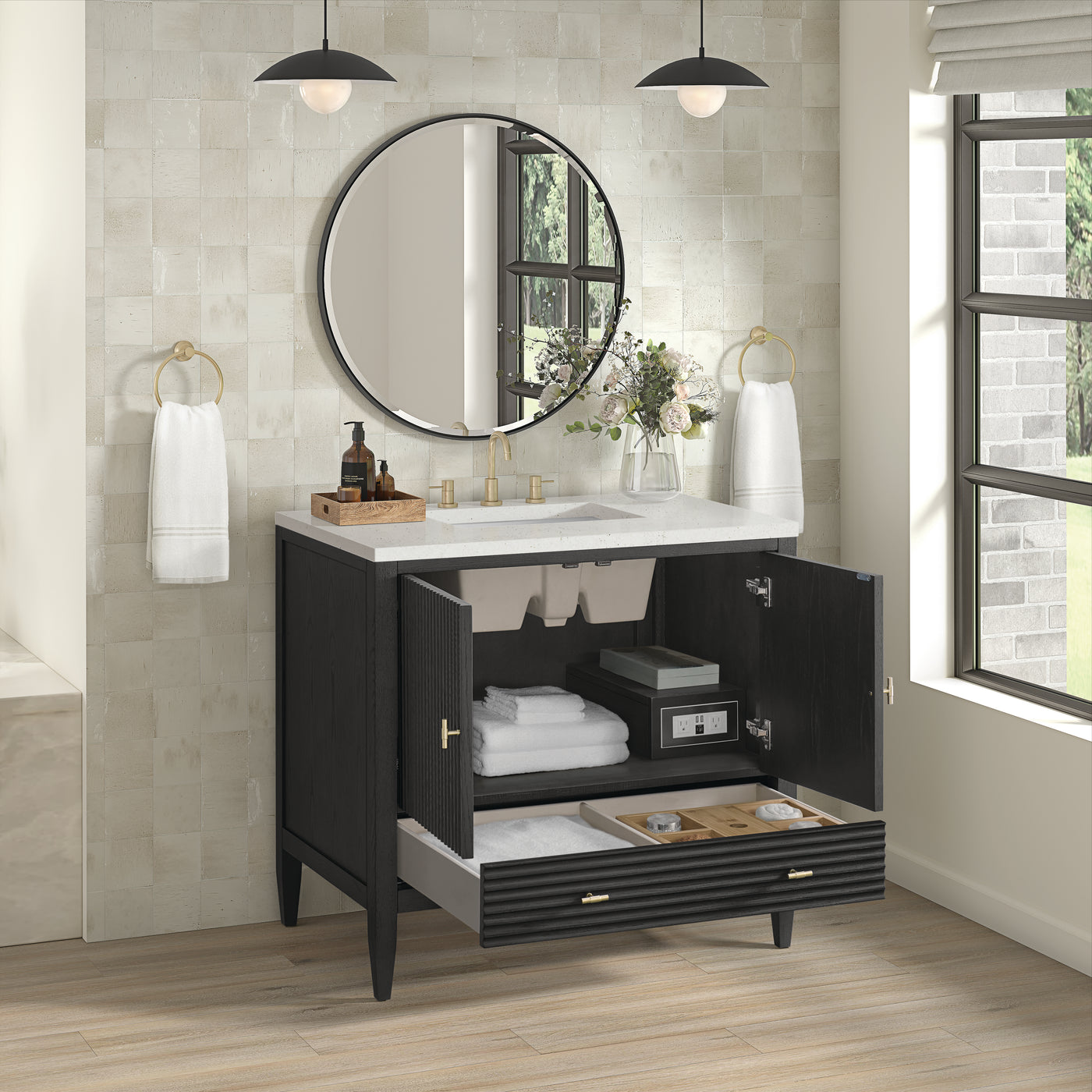 James Martin Myrrin 36" Single Bathroom Vanity, Carbon Oak, view 33