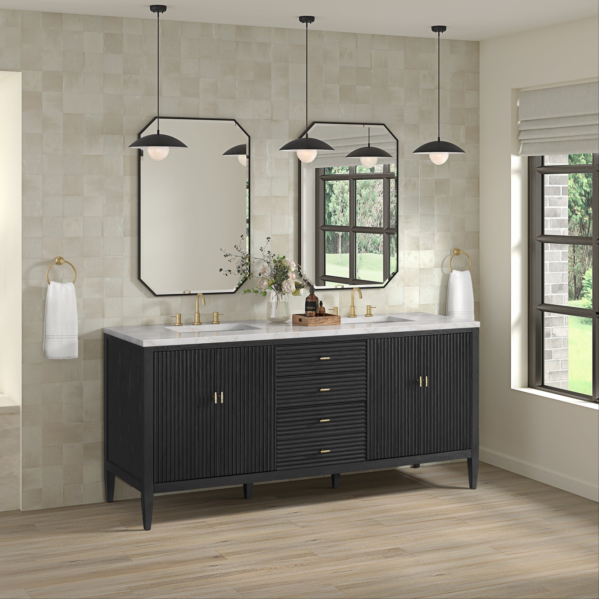 James Martin Myrrin 72" Double Bathroom Vanity, Carbon Oak, view 29