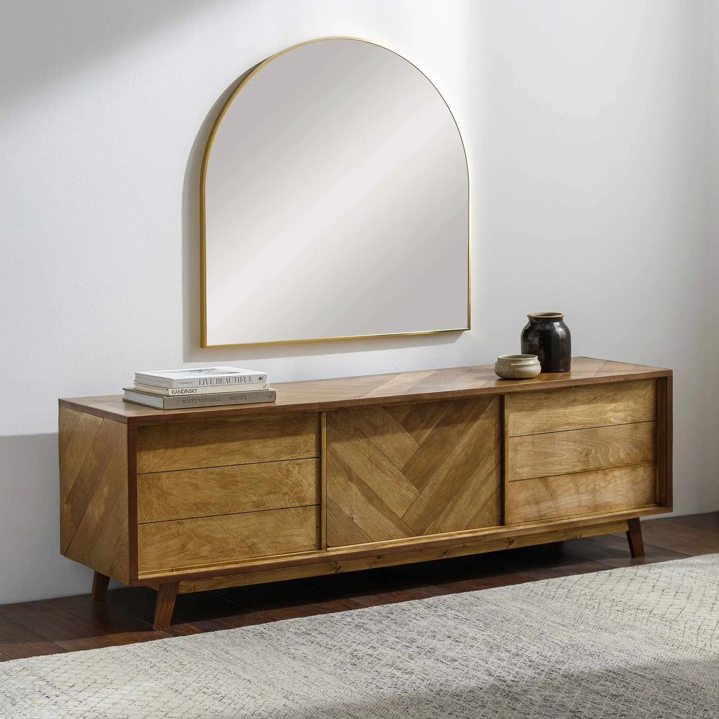 Brembilla Gold Modern Mirror by Boutique Rugs