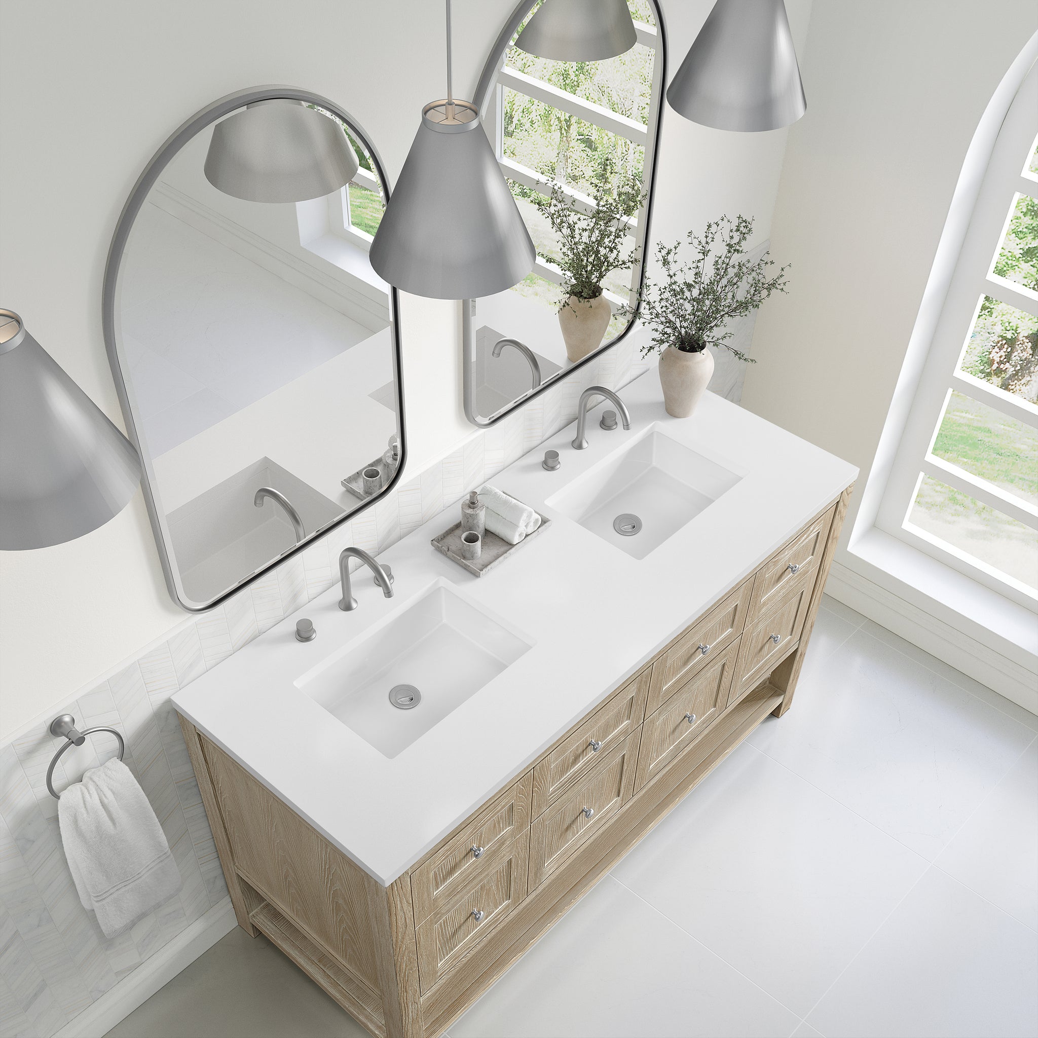 James Martin Breckenridge 60" Double Bathroom Vanity, Whitewashed Oak, view 35