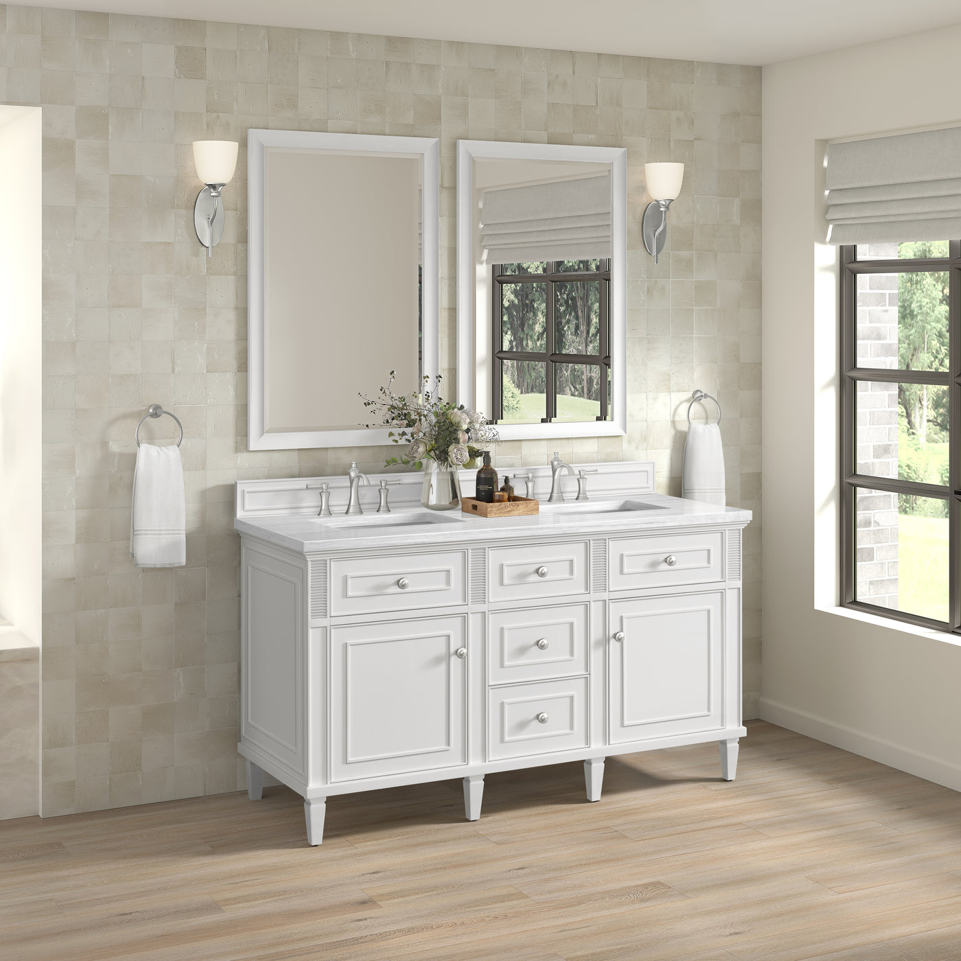 James Martin Lorelai 60" Double Bathroom Vanity, Bright White, view 40