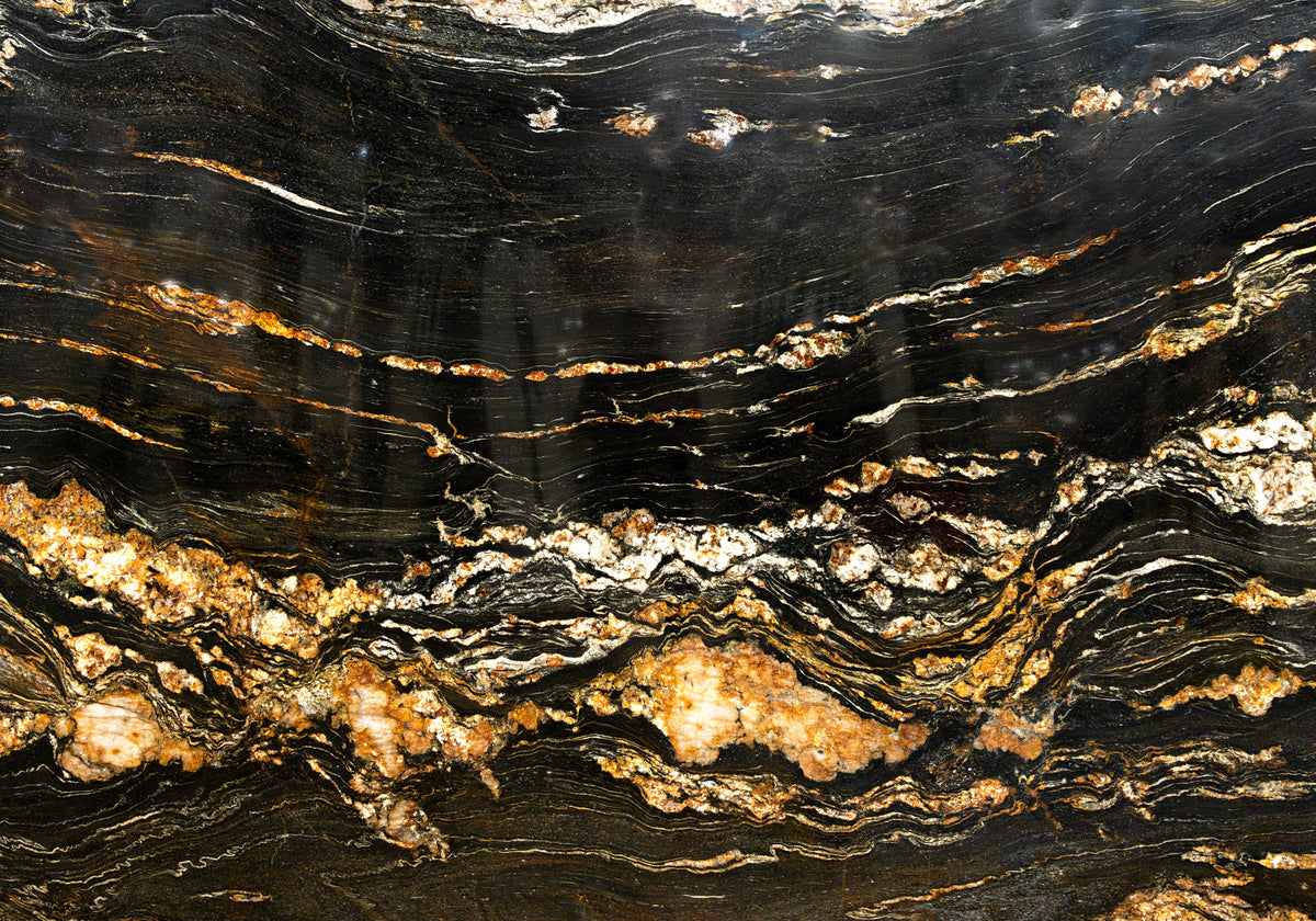Black Fusion Polished Granite Slab Random