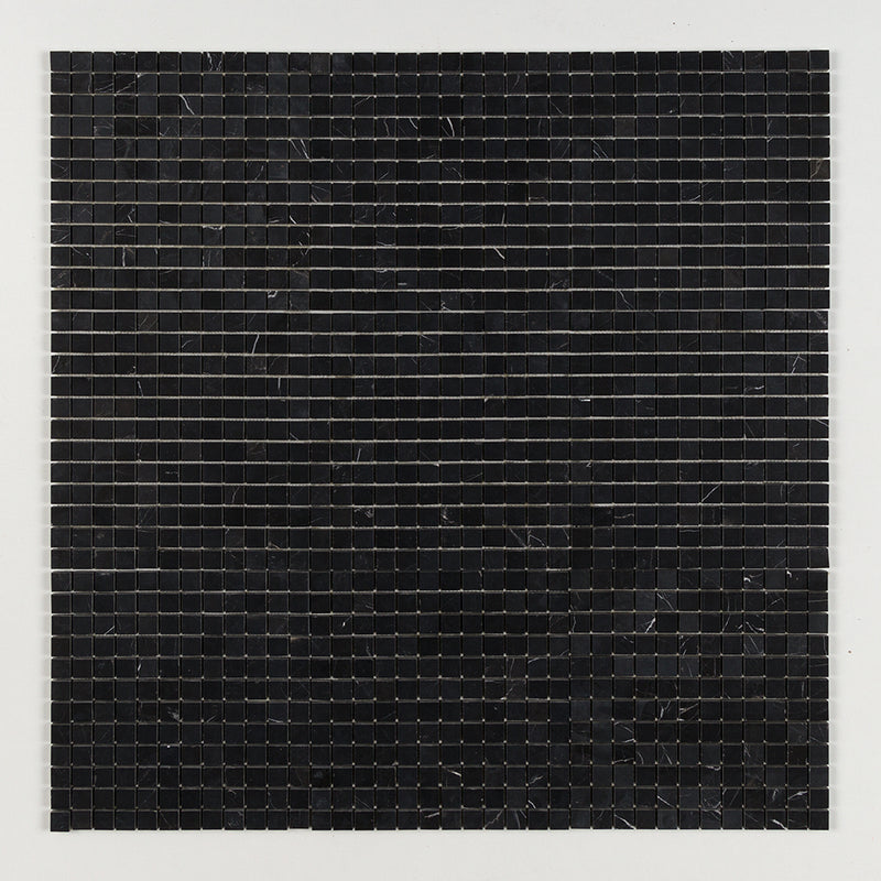 Black Honed 1x1 Marble Mosaics 12x12 Marble Honed 12x12 Mosaics — 1