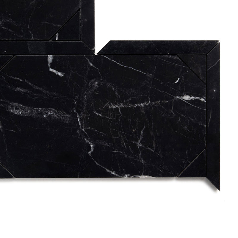 Black Honed French Interlock Marble Mosaics 12 1/4x15 7/8 Marble 18x18 Mosaics — 1