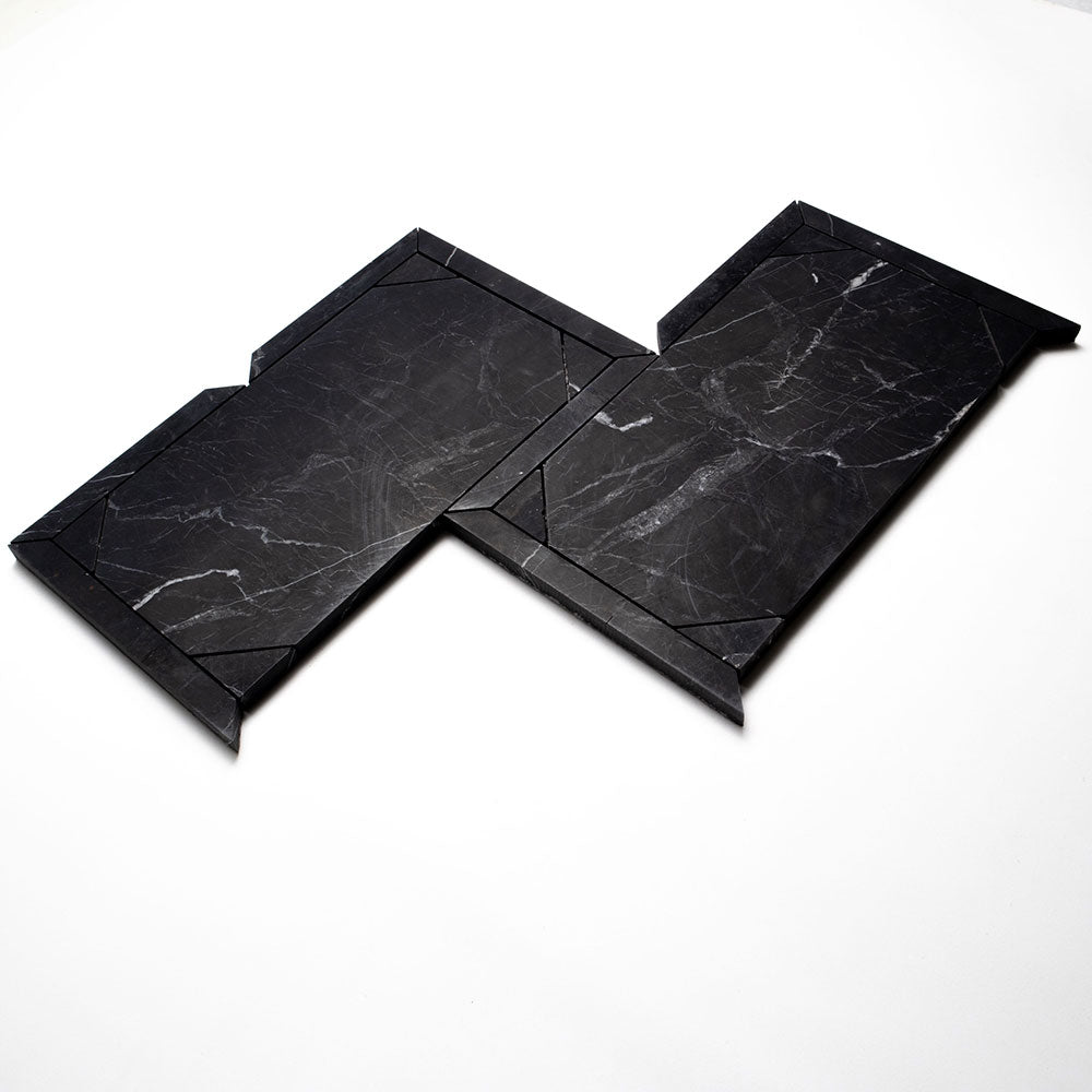 Black Honed French Interlock Marble Mosaics 12 1/4x15 7/8 Marble 18x18 Mosaics — 3