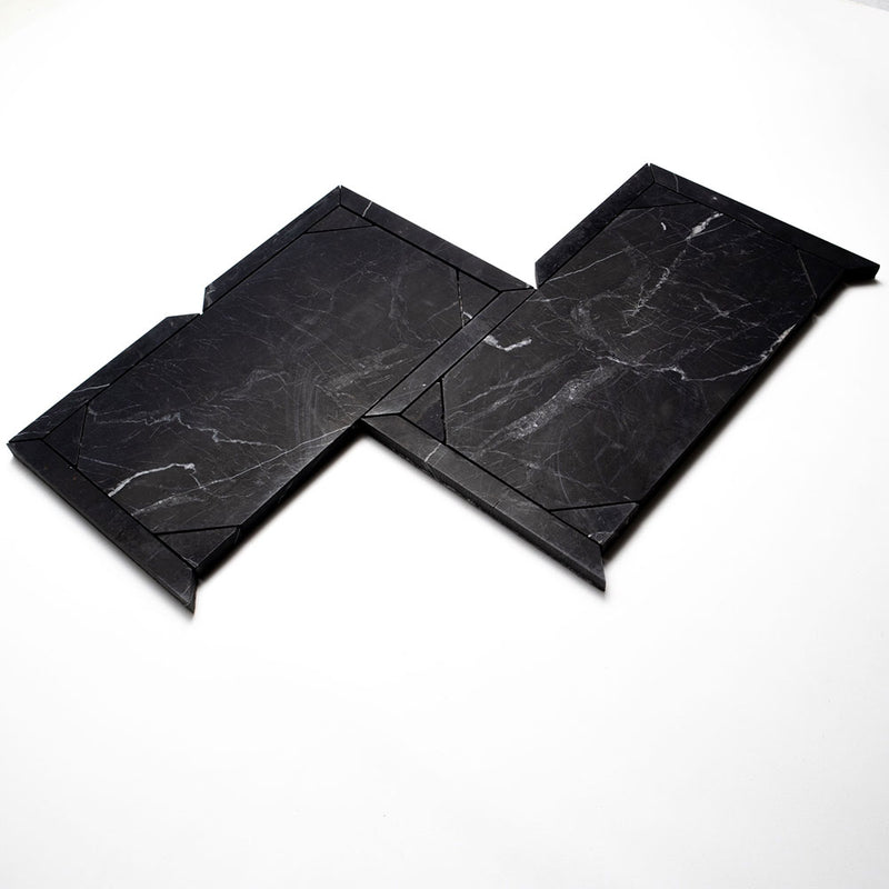 Black Honed French Interlock Marble Mosaics 12 1/4x15 7/8 Marble 18x18 Mosaics — 3